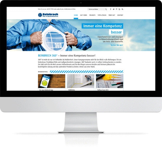 Microsite beinbrech-360.de, medialer Dreh- und Angelpunkt Geschäftskundenkampagne
